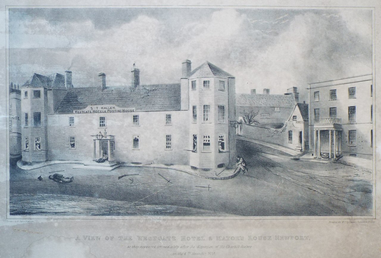 Lithograph - A View of the Westgate Hotel & Mayor's House, Newport